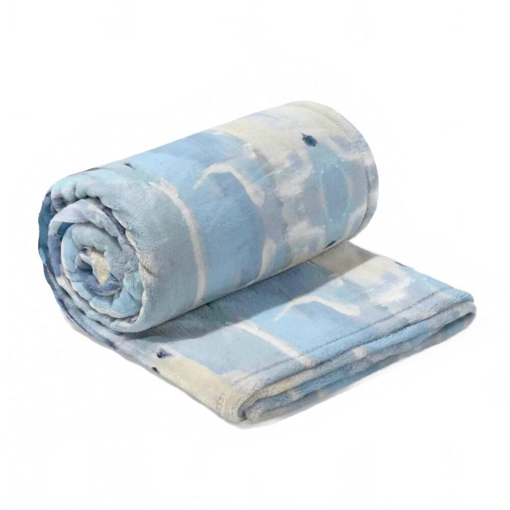 Plush Blue Watercolor Throw Blanket - Unbranded